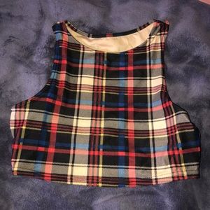 Cropped plaid tank top